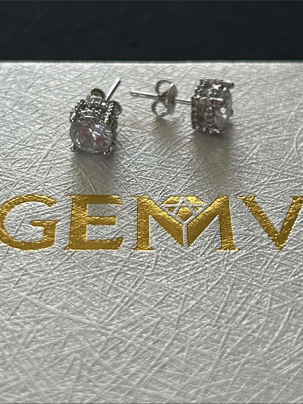 Silver toned Clear Crystal Halo Stud Earrings - Sparkling Clear